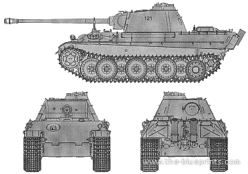 Танк Sd.Kfz. 171 Panther PzKpfw.V Ausf.G - чертежи, габариты, рисунки