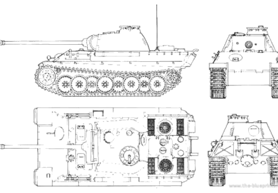 Танк Sd.Kfz. 171 Panther PzKpfw V Ausf.G - чертежи, габариты, рисунки