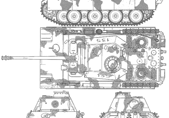 Танк Sd.Kfz. 171 Panther Type G - чертежи, габариты, рисунки