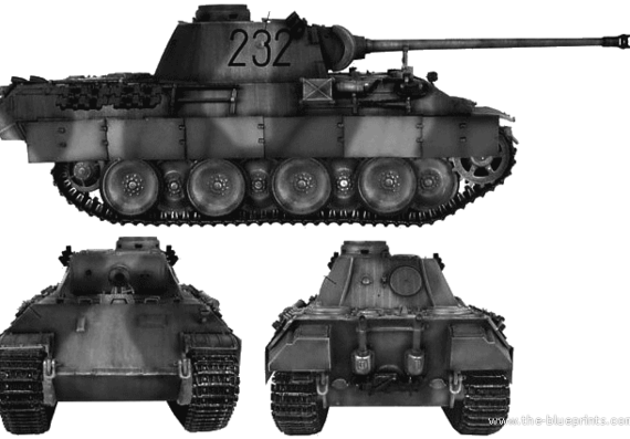 Tank Sd.Kfz. 171 Pnather D - drawings, dimensions, figures