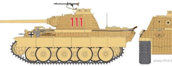 Танк Sd.Kfz. 171 Pz.Kpfw.VI Ausf.A Panther - чертежи, габариты, рисунки