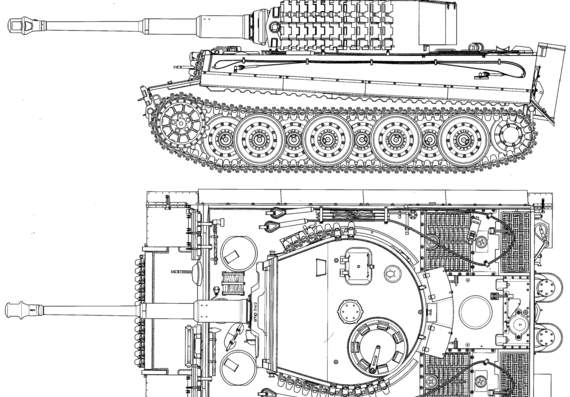Tank Sd.Kfz. 171 Pz.Kpfw.VI Tiger I - drawings, dimensions, figures