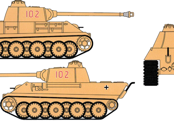 Танк Sd.Kfz. 171 Pz.Kpfw.V Panther - чертежи, габариты, рисунки