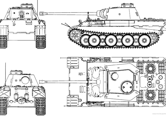 Танк Sd.Kfz. 171 Pz.Kpfw.V Panther Ausf.D - чертежи, габариты, рисунки