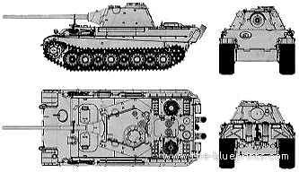 Tank Sd.Kfz. 171 Pz.Kpfw. V Panther F - drawings, dimensions, figures