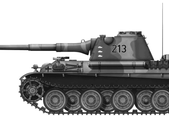 Танк Sd.Kfz. 171 Pz.Kpfw. V Panther II - чертежи, габариты, рисунки