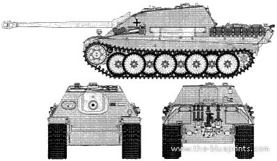 Танк Sd.Kfz. 173 Ausf.G1 Jagdpanther - чертежи, габариты, рисунки