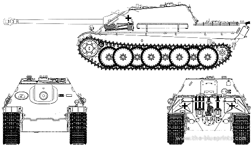 Tank Sd.Kfz. 173 Jadpanzer V Jagdpanther Ausf.G1 - drawings, dimensions, figures
