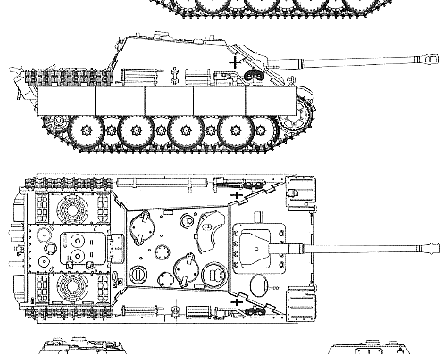 Танк Sd.Kfz. 173 Jagdpanther - чертежи, габариты, рисунки