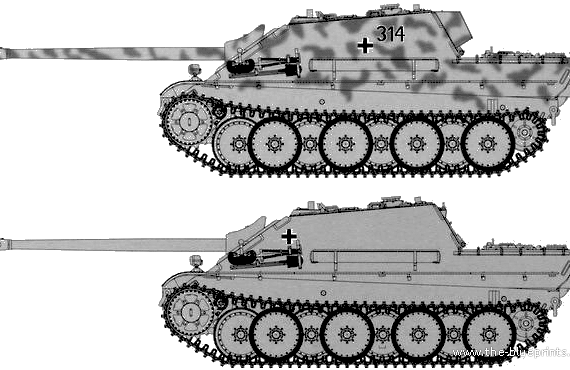 Танк Sd.Kfz. 173 Jagdpanther Ausf.G - чертежи, габариты, рисунки