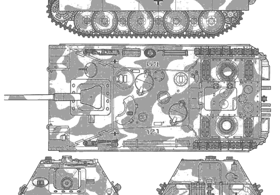 Tank Sd.Kfz. 173 Jagdpanther Tank Destroyer - drawings, dimensions, pictures