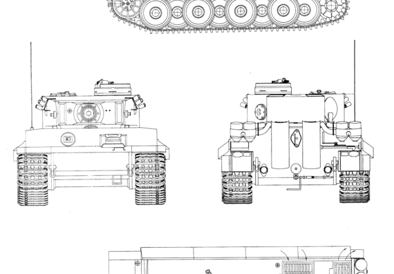 Танк Sd.Kfz. 181 Pz.Kpfw.VI Ausf.A Tiger I - чертежи, габариты, рисунки