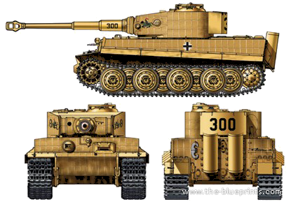 Танк Sd.Kfz. 181 Pz.Kpfw.VI Ausf.E Tiger - чертежи, габариты, рисунки