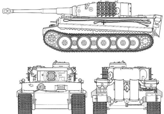 Танк Sd.Kfz. 181 Pz.Kpfw.VI Tiger - чертежи, габариты, рисунки