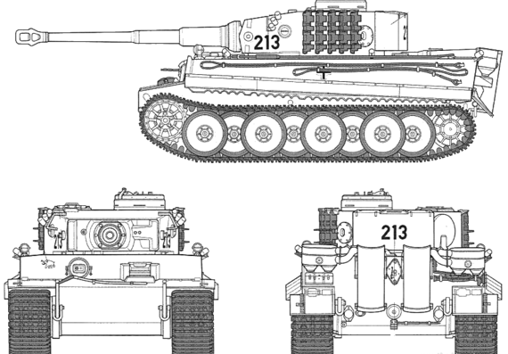 Tank Sd.Kfz. 181 Pz.Kpfw.VI Tiger I - drawings, dimensions, figures