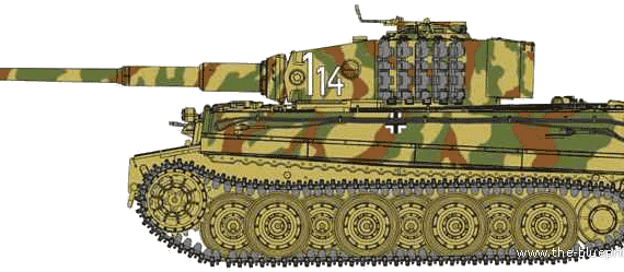 Танк Sd.Kfz. 181 Pz.Kpfw.VI Tiger I Ausf.E - чертежи, габариты, рисунки