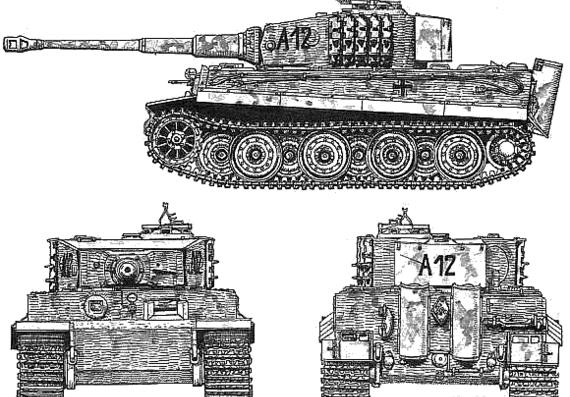 Танк Sd.Kfz. 181 Pz.Kpfw. IV Tiger I - чертежи, габариты, рисунки