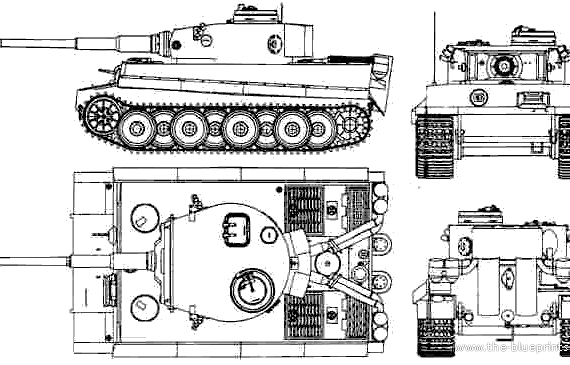 Tank Sd.Kfz. 181 Pz.Kpfw. VI Tiger - drawings, dimensions, figures