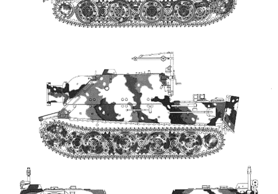 Танк Sd.Kfz. 181 Sturmtiger 38cm RW61 auf Sturmmorser Tiger - чертежи, габариты, рисунки
