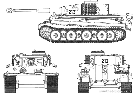 Tank Sd.Kfz. 181 Tiger 1 Ausf.E (1943) - drawings, dimensions, figures