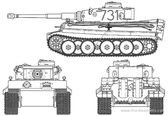 Танк Sd.Kfz. 181 Tiger 1 The First Production Type - чертежи, габариты, рисунки