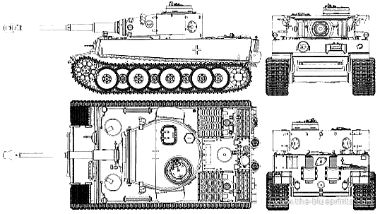 Танк Sd.Kfz. 181 Tiger I - чертежи, габариты, рисунки