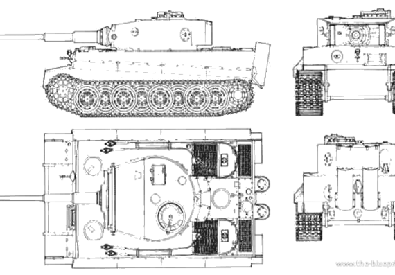 Tank Sd.Kfz. 181 Tiger I PzKpfw VI Ausf.E - drawings, dimensions, figures