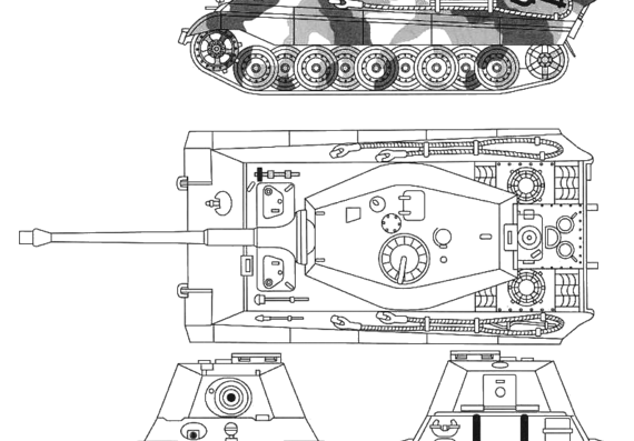 Танк Sd.Kfz. 182 King Tiger (Henschel) - чертежи, габариты, рисунки