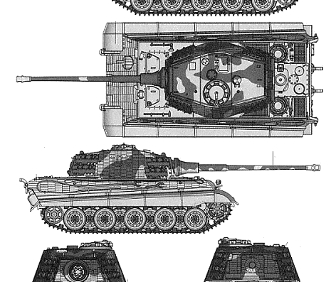 Tank Sd.Kfz. 182 King Tiger Henschel Turret - drawings, dimensions, figures