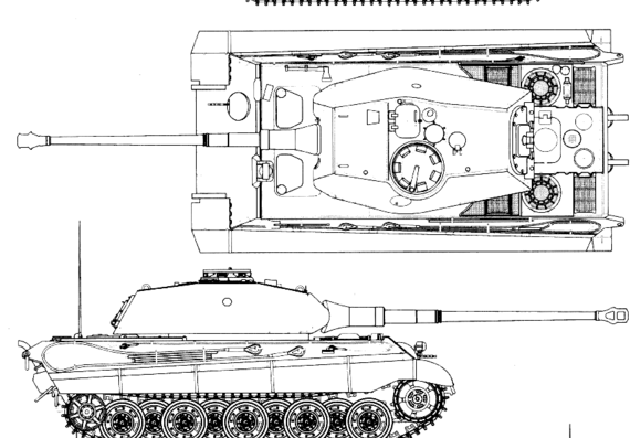 Танк Sd.Kfz. 182 Pz.Kpfw.VI Ausf.B King Tiger (Porsche Turret) - чертежи, габариты, рисунки
