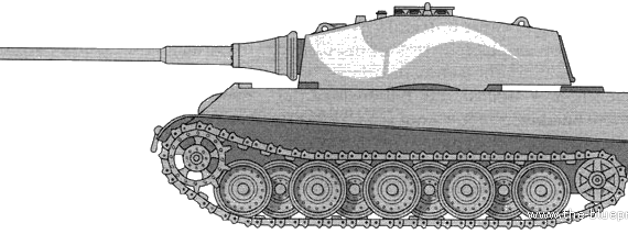 Танк Sd.Kfz. 182 Pz.Kpfw.VI King Tiger - чертежи, габариты, рисунки