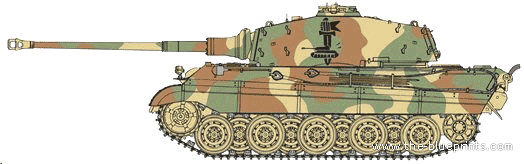 Танк Sd.Kfz. 182 Pz.Kpfw.VI King Tiger Henschel Turret - чертежи, габариты, рисунки