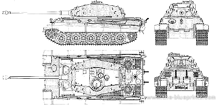 Tank Sd.Kfz. 182 Pz.Kpfw.VI King Tiger Porsche Turret - drawings, dimensions, pictures