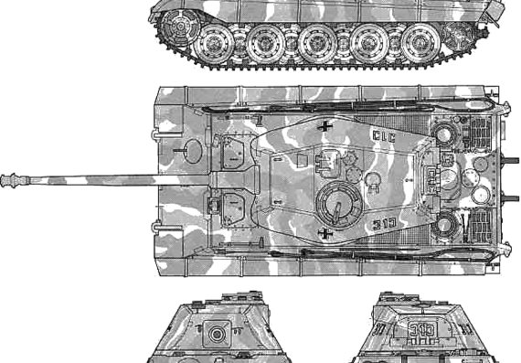 Tank Sd.Kfz. 182 Pz.Kpfw. VIB King Tiger Porsche Turret - drawings, dimensions, figures