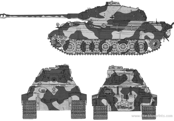 Tank Sd.Kfz. 182 Pz.Kpfw. VII King Tiger Porsche Turret - drawings, dimensions, pictures