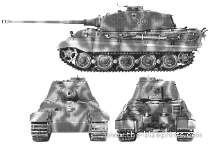 Танк Sd.Kfz. 182 Tiger II Henschel Turret - чертежи, габариты, рисунки