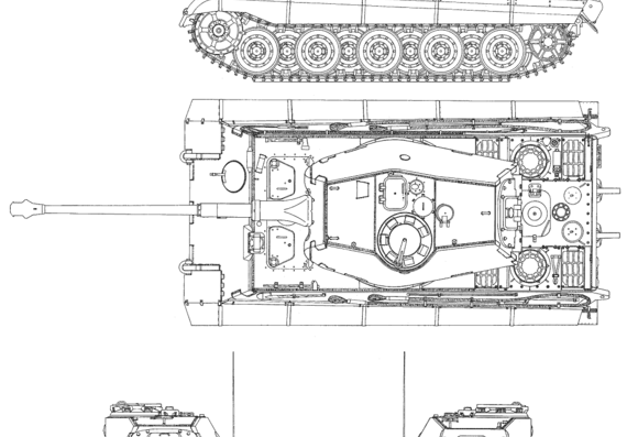 Tank Sd.Kfz. 182 Tiger II Pz.Kpfw. VI King Tiger Ausf.B - drawings, dimensions, figures