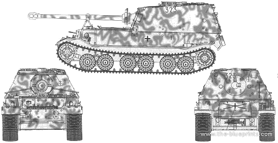 Танк Sd.Kfz. 184 Elefant - чертежи, габариты, рисунки