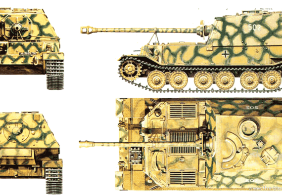 Tank Sd.Kfz. 184 Elefant Pz.Jag. - drawings, dimensions, figures