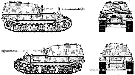 Танк Sd.Kfz. 184 Ferdinand (1943) - чертежи, габариты, рисунки