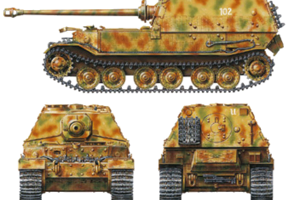 Tank Sd.Kfz. 184 Schwerer Jagdpanzer Elefant - drawings, dimensions, pictures