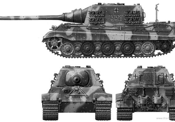 Танк Sd.Kfz. 186 Jagdtiger - чертежи, габариты, рисунки