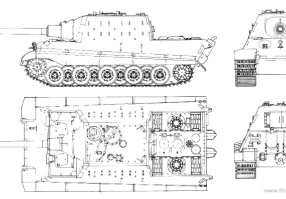 Танк Sd.Kfz. 186 Jagdtiger Ausf.B - чертежи, габариты, рисунки