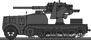 Tank Sd.Kfz. 18 12t + 88mm Flak 18 - drawings, dimensions, figures
