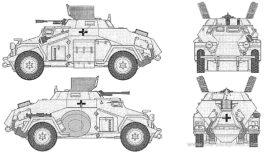 Tank Sd.Kfz. 222 - drawings, dimensions, figures