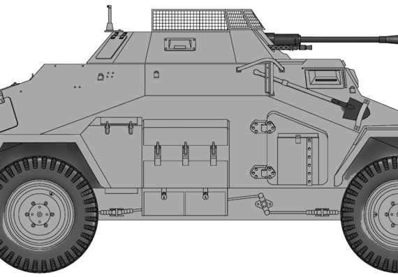 Tank Sd.Kfz. 222 Armored Car - drawings, dimensions, figures