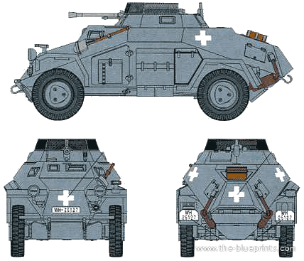 Танк Sd.Kfz. 222 Leichte Panzerspahwagen - чертежи, габариты, рисунки