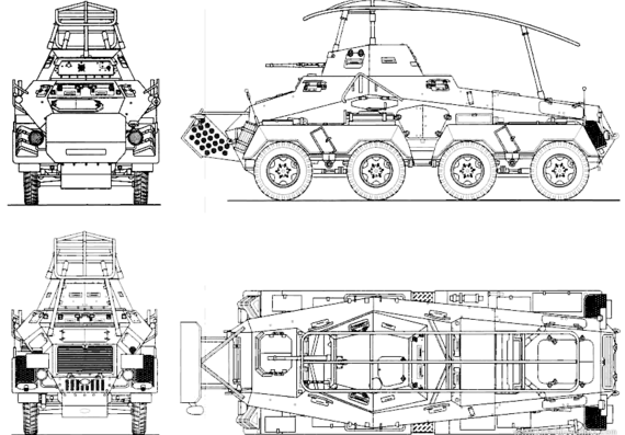 Танк Sd.Kfz .232 (Fu) Schwerer Panzerspahwagen 8-Rad - чертежи, габариты, рисунки