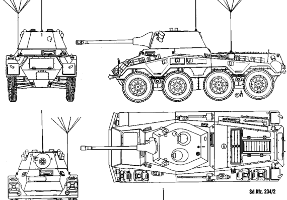 Танк Sd.Kfz .234 - чертежи, габариты, рисунки