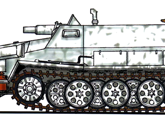 Танк Sd.Kfz .251-9 7.5cm KwK 37L-24 - чертежи, габариты, рисунки